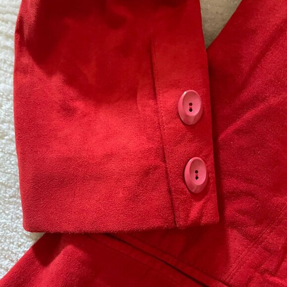 Vintage Lilli Ann Red Womens Ultrasuede Blazer Size 10 Notched Lapel - Picture 16 of 16